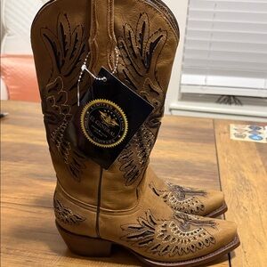 El General Tan Cowboy Boots with Embroidery